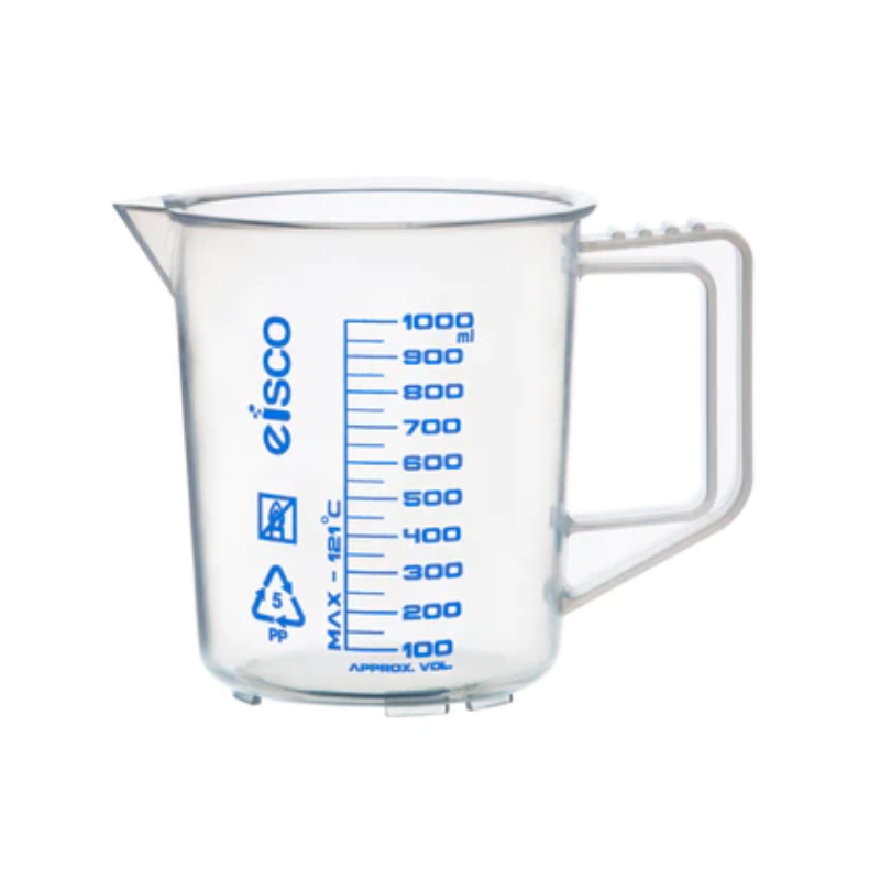 VASO GRADUADO POLIPROPILENO CON ASA G/AZUL 1LT EISCO