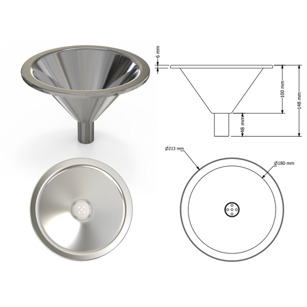 ESCUDILLA PARA TARJA CONICA 22CM Ø