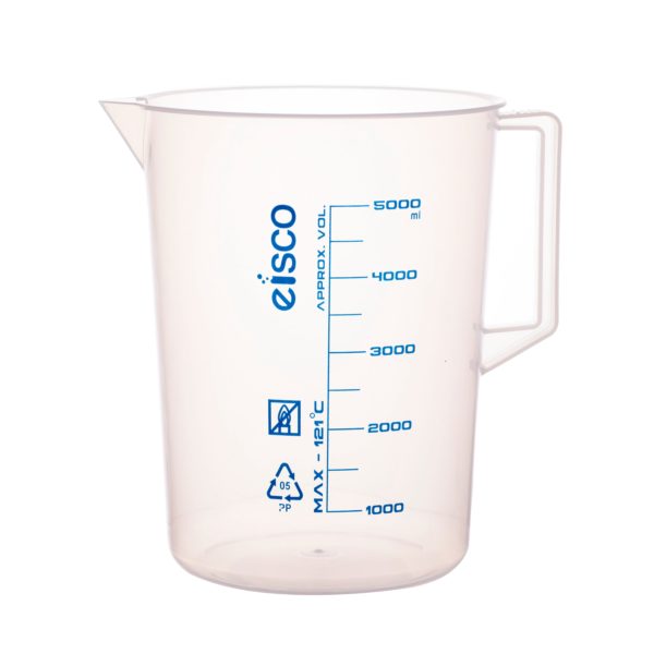 VASO GRADUADO POLIPROPILENO CON ASA G/AZUL 5LT EISCO