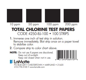 TIRAS PARA CLORO 10-200PPM PK/200 LAMOTTE