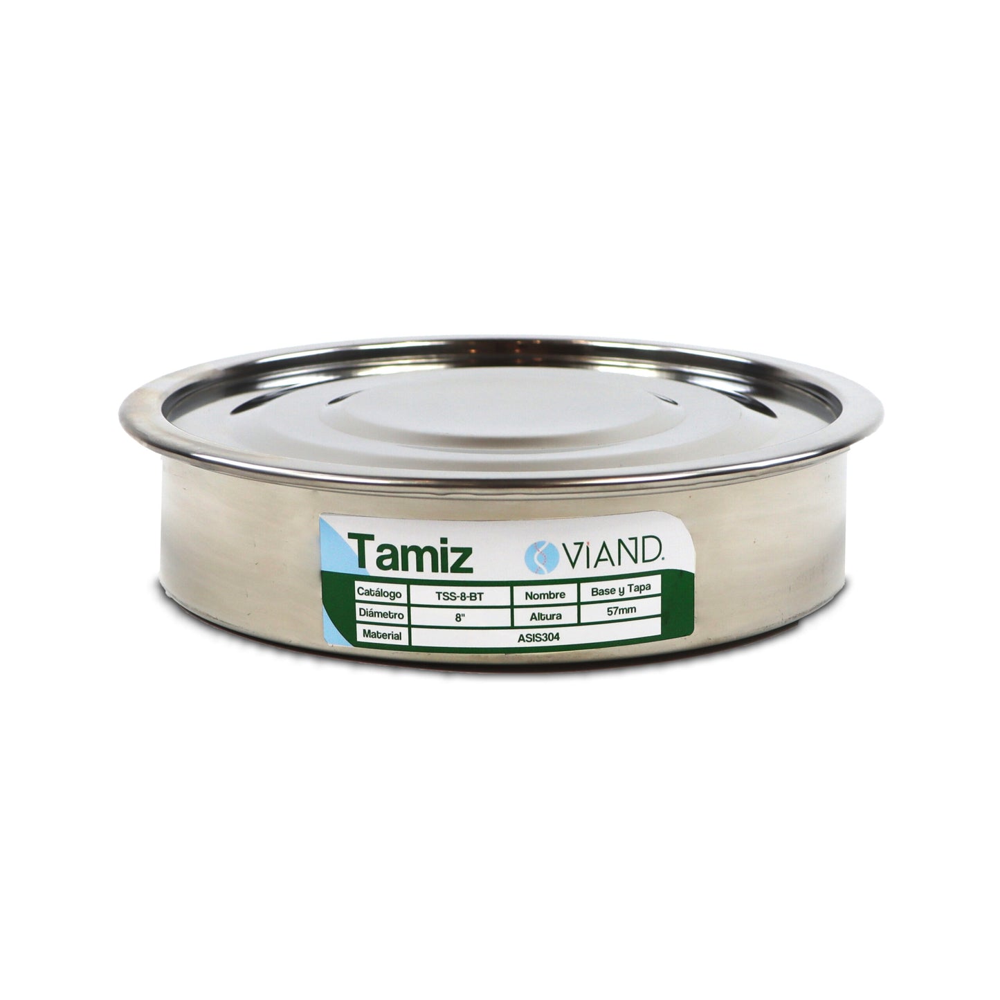 BASE Y TAPA DE ACERO INOXIDABLE PARA TAMIZ DE 8"